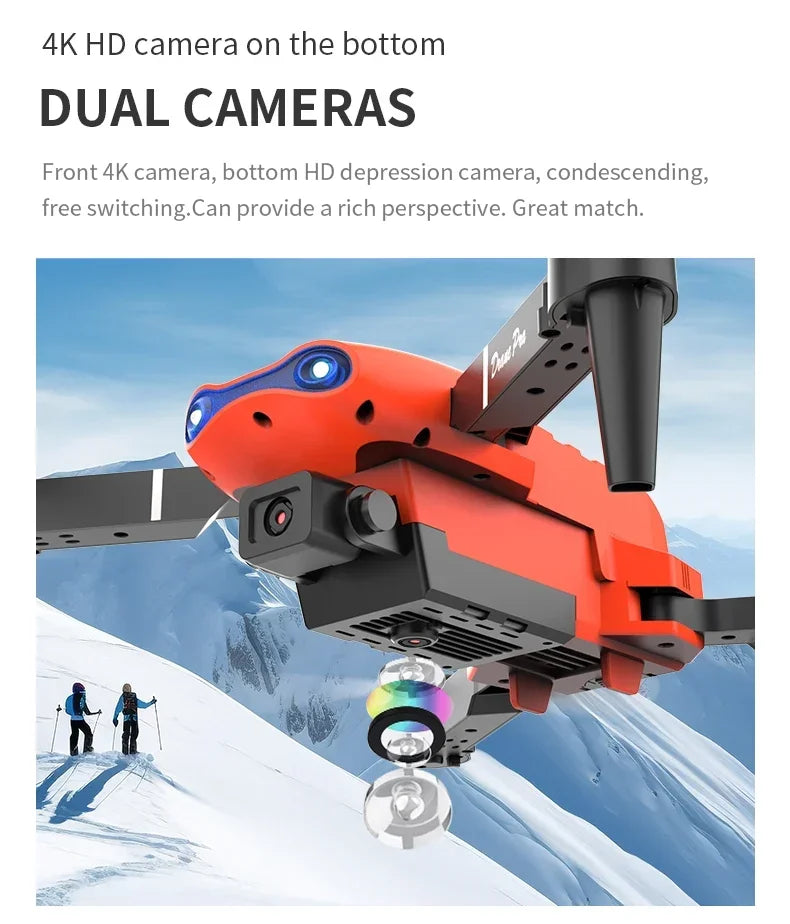 Mini E99Pro Foldable RC Helicopter 5G WiFi FPV 4K Dual HD Camera Drone with Height Hold Wide Angle Professional