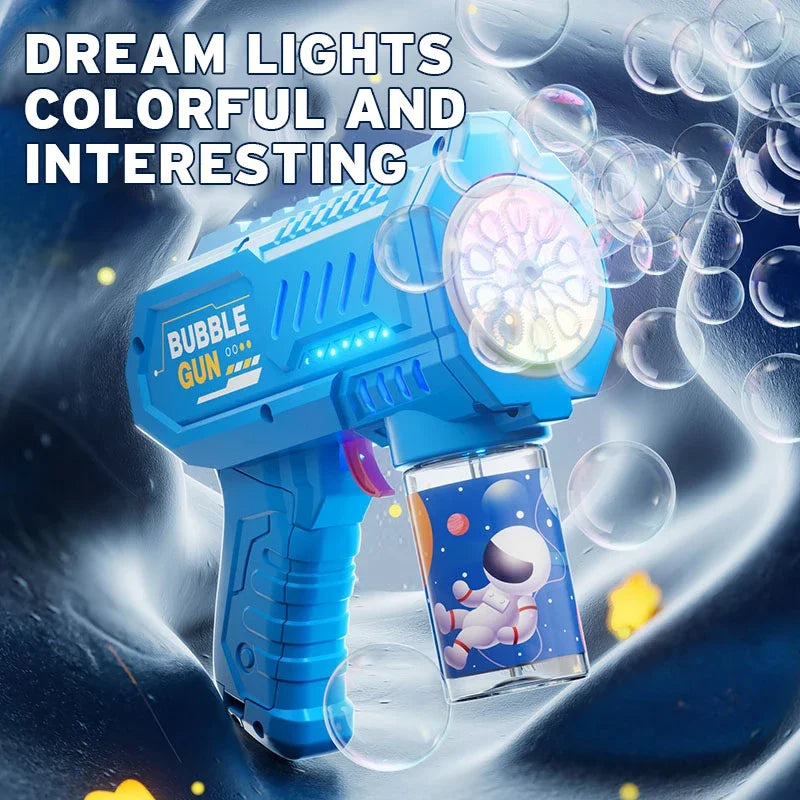 Fully Automatic Bubble Gun Rocket Bubbles Machine Automatic Blower with Bubble Liquid Toy for Kids Beach Outdoor Bubble Gifts