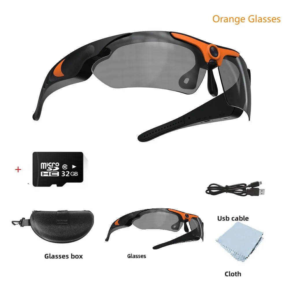 HD 1080P Glasses Mini Camera Outdoor Bicycle Motorcycle Security Protection Sunglasses Video Camera Polarized Lens Sports Cam