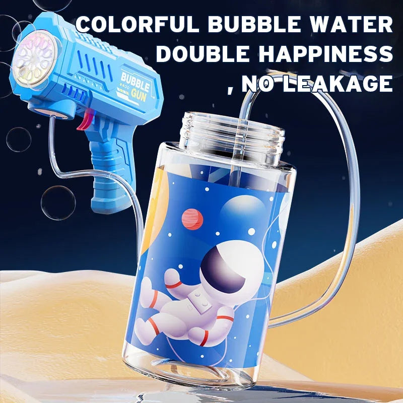 Fully Automatic Bubble Gun Rocket Bubbles Machine Automatic Blower with Bubble Liquid Toy for Kids Beach Outdoor Bubble Gifts