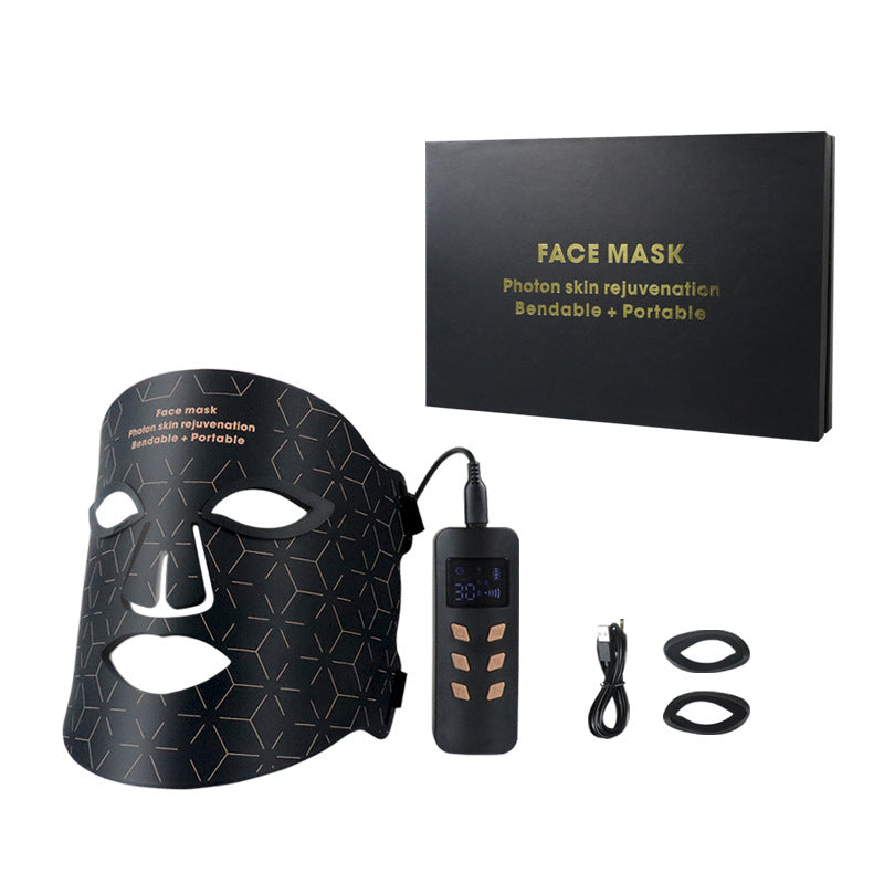 LED Silicone Mask Facial Neck Honeycomb Precision Suit Red Blue Light Household Skin Rejuvenation Mask
