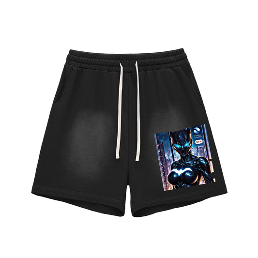 Cicada Striker The Darker Side of the Moon Sun Fade Raw Edge Cotton Shorts