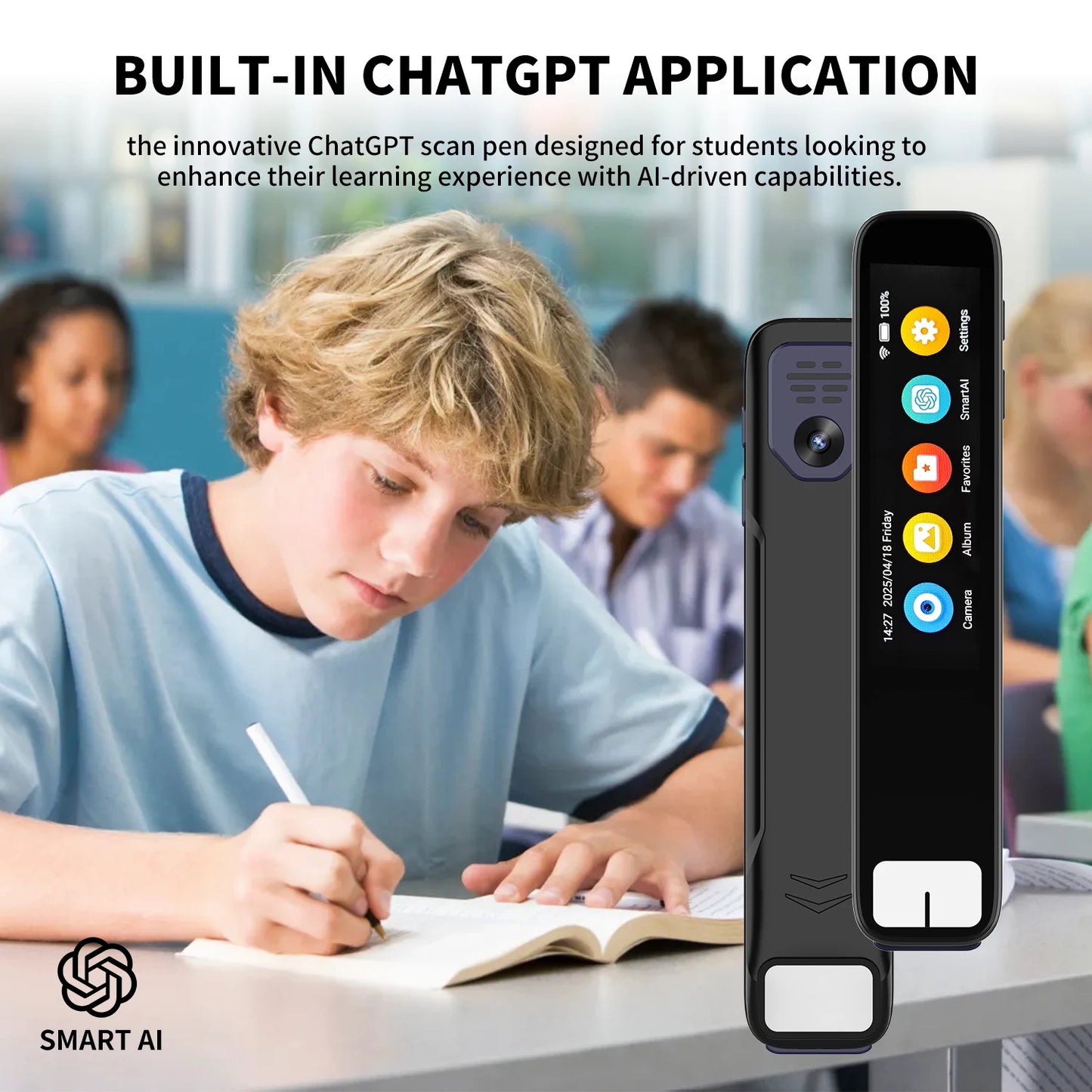 AI Smart Pen with ChatGPT integration Built-in ChatGPT integration scans questions and receives instant AI-generated answers