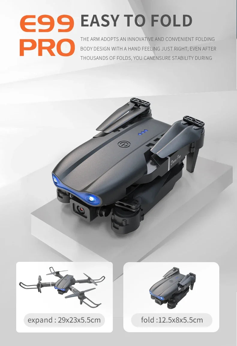Mini E99Pro Foldable RC Helicopter 5G WiFi FPV 4K Dual HD Camera Drone with Height Hold Wide Angle Professional