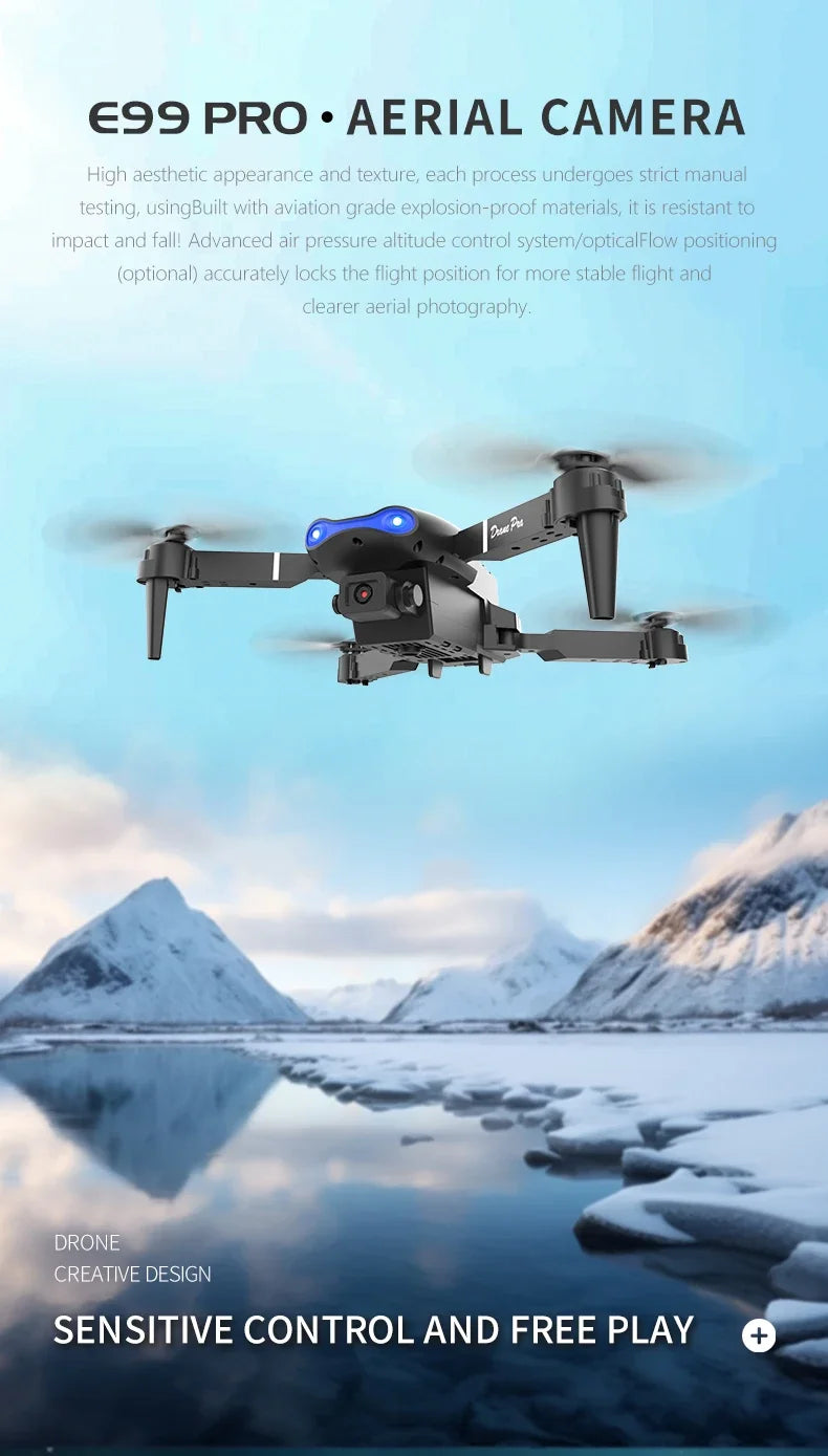 Mini E99Pro Foldable RC Helicopter 5G WiFi FPV 4K Dual HD Camera Drone with Height Hold Wide Angle Professional