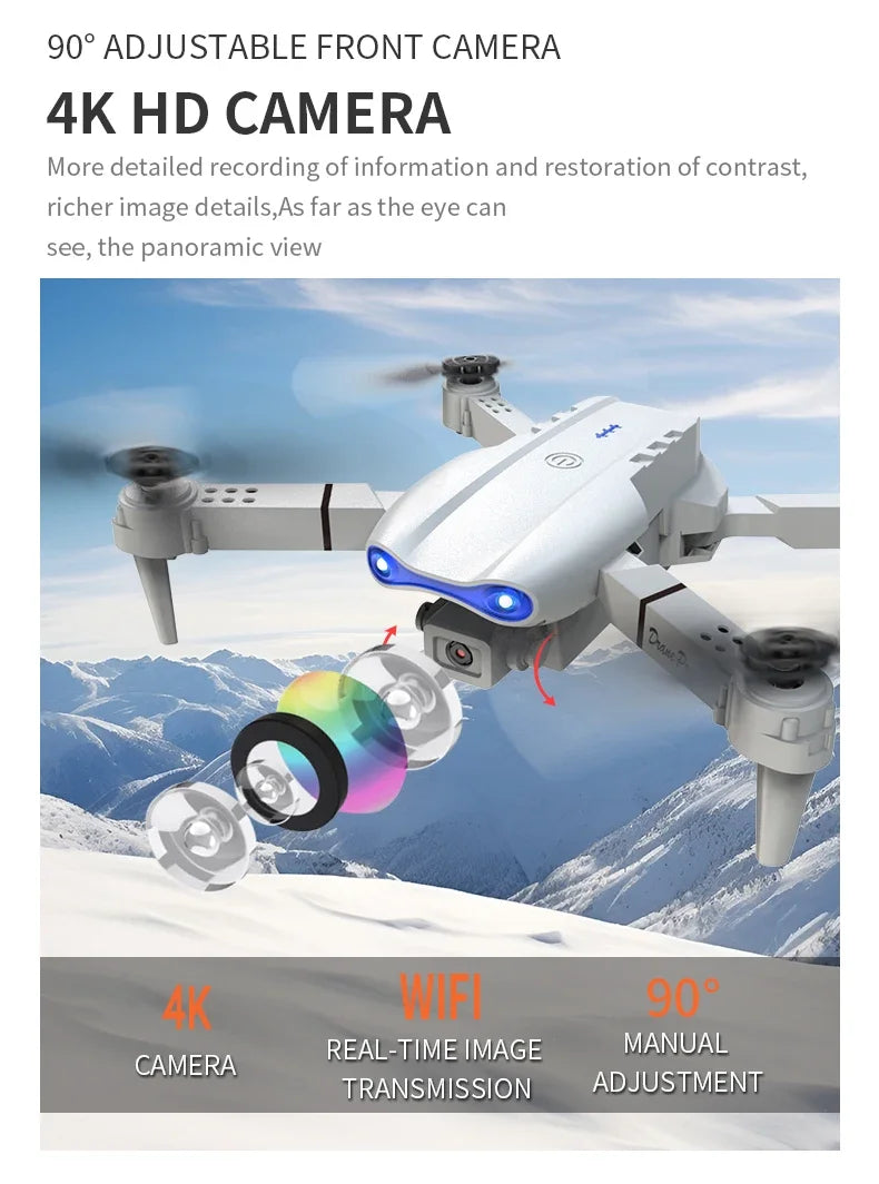 Mini E99Pro Foldable RC Helicopter 5G WiFi FPV 4K Dual HD Camera Drone with Height Hold Wide Angle Professional