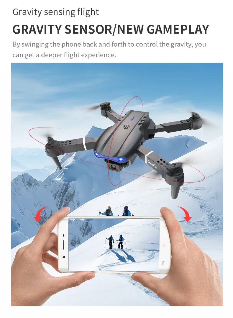 Mini E99Pro Foldable RC Helicopter 5G WiFi FPV 4K Dual HD Camera Drone with Height Hold Wide Angle Professional